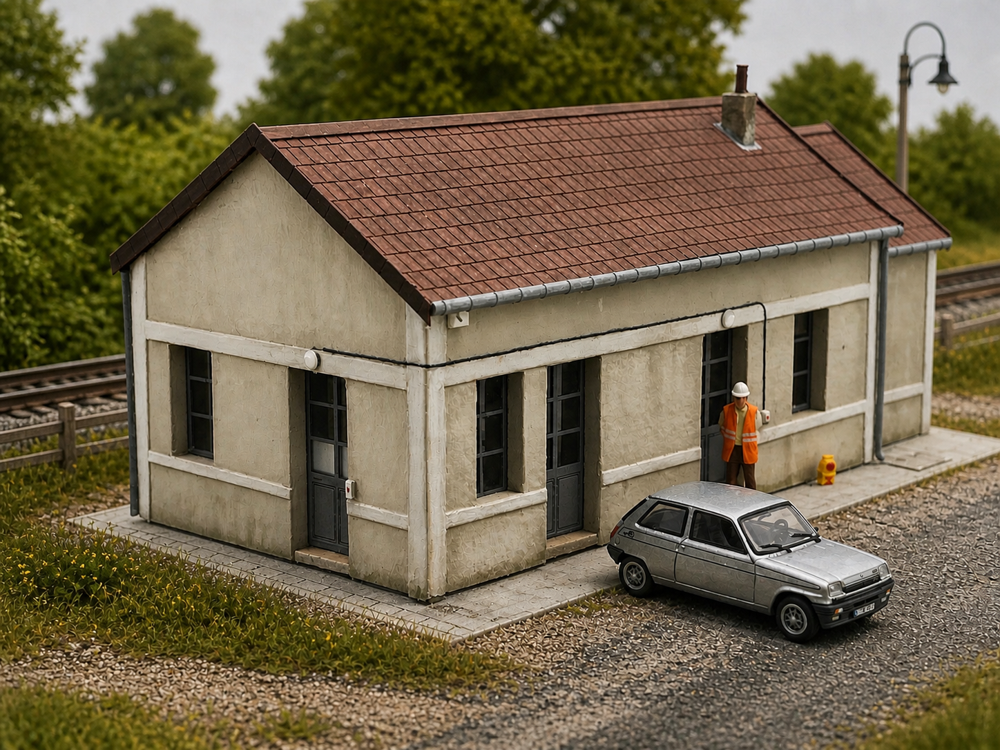 Atelier Infra SNCF HO 1/87 maquette Bastrains en décor ferroviaire réaliste