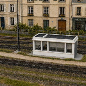 Poste d’aiguillage ras le sol HO 1/87 maquette Bastrains en décor ferroviaire réaliste