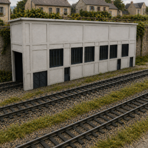 Atelier de maintenance bas-relief HO 1/87 maquette Bastrains en décor ferroviaire urbain