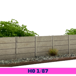 Palissade béton HO patinée pour fond de décor ferroviaire