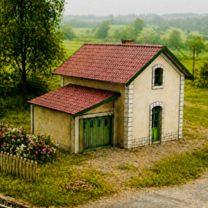 Maison de garde barrière modernisée HO 1/87 maquette Bastrains Bâtiment ferroviaire modernisé HO kit à monter Maison SNCF miniature modernisée échelle 1/87 Maquette maison passage à niveau HO décor réaliste Kit maquette maison garde barrière bois laser Bastrains