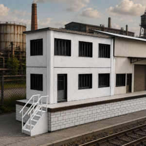 Ensemble Entrepôt Bas Relief Industriel Kits A B C H0 1/87 vue générale Entrepôt industriel bas relief HO avec quai de chargement Complexe industriel ferroviaire de fond de décor H0 1/87 Ensemble de bâtiments industriels bas relief Bastrains échelle HO