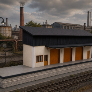 Entrepôt Bas Relief Kit A à l'échelle H0 1/87, bâtiment industriel de fond de décor avec bureau administratif et quai de chargement – Bastrain