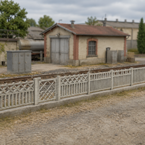 ### Description courte Reproduis fidèlement les barrières béton typiques des emprises ferroviaires SNCF avec cette gamme modulaire à l’échelle Zéro 1/43. Plusieurs modèles de barrières sont disponibles ainsi qu’un portillon assorti pour composer librement ton installation. ### Description complète Apporte une touche authentiquement ferroviaire à ton réseau avec cette gamme de barrières béton et son portillon SNCF à l’échelle Zéro 1/43. Inspirés des installations présentes autour des dépôts, ateliers, gares et autres emprises ferroviaires, les différents éléments peuvent être combinés pour créer une clôture adaptée à la configuration de ton décor. La gamme comprend plusieurs modèles de barrières béton, avec différentes formes d’ouvertures, ainsi qu’un portillon métallique assorti. Tu peux les utiliser séparément ou les associer pour réaliser une installation complète et personnalisée. Les éléments sont livrés non peints afin de te permettre de choisir librement leur finition. Une mise en peinture et une légère patine renforceront l’aspect du béton et faciliteront leur intégration dans ton décor. Caractéristiques : • Échelle : Zéro – 1/43 • Barrières béton modulaires • Plusieurs modèles disponibles • Portillon SNCF assorti disponible • Idéal pour les emprises ferroviaires, dépôts, gares et ateliers • Produit livré non peint • Décor, végétation et accessoires non inclus • Produit destiné au modélisme – Ne convient pas aux enfants de moins de 14 ans Sélectionne le modèle souhaité dans le menu déroulant. ### Conseils de montage Positionne les différents éléments à blanc afin de déterminer l’implantation de ta clôture avant de procéder au collage. Après la mise en peinture, tu peux ajouter une légère patine, de la végétation ou des affiches afin d’intégrer naturellement les barrières dans ton décor. ### Méta-description SEO Barrières béton et portillon SNCF à l’échelle Zéro 1/43 pour décors ferroviaires. Plusieurs modèles modulaires disponibles. ### Requête cible SEO `barrières béton et portillon SNCF échelle Zéro 1/43` ### Slug `barrieres-beton-portillon-sncf-zero-1-43` ### Titre SEO `Barrières béton et portillon SNCF Zéro 1/43 | Bastrains` ### Catégories conseillées * Échelle Zéro 1/43 * Accessoires de décor * Barrières et clôtures * Décor ferroviaire ### Étiquettes WooCommerce `barrières béton, portillon SNCF, clôture SNCF, échelle Zéro, échelle 1/43, modélisme ferroviaire, décor ferroviaire, dépôt ferroviaire, accessoires réseau, Bastrains` ### Texte alternatif de l’image principale `Barrières béton et portillon SNCF pour réseau ferroviaire à l’échelle Zéro 1/43`