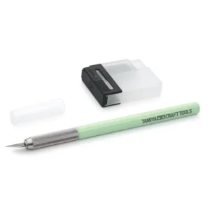 Couteau de modélisme Tamiya vert menthe avec capuchon et boîte de 25 lames