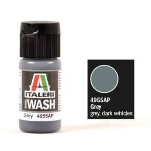 Flacon de wash acrylique gris Italeri 4955AP avec nuancier de la teinte