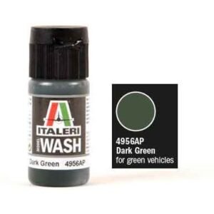 Flacon de wash acrylique vert foncé Italeri 4956AP avec nuancier de la teinte