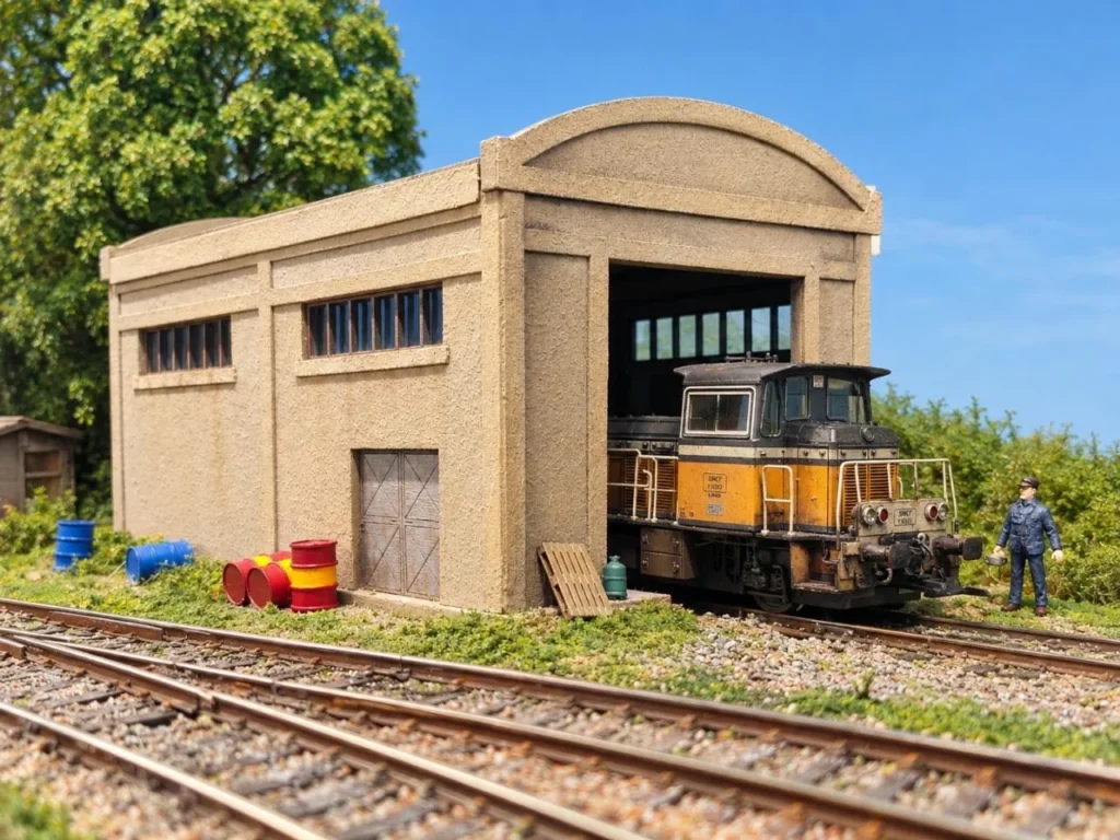 Remise à locotracteur Bastrains BTHO0011 avec locomotive sur le réseau de @bruno miniatures