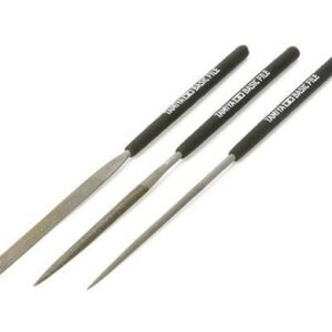 Set de trois limes fines Tamiya plate demi-ronde et ronde